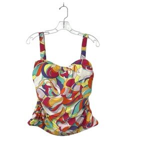 Carmen Marc Valvo Boston Proper Mod Large Swim Tankini Retro Print